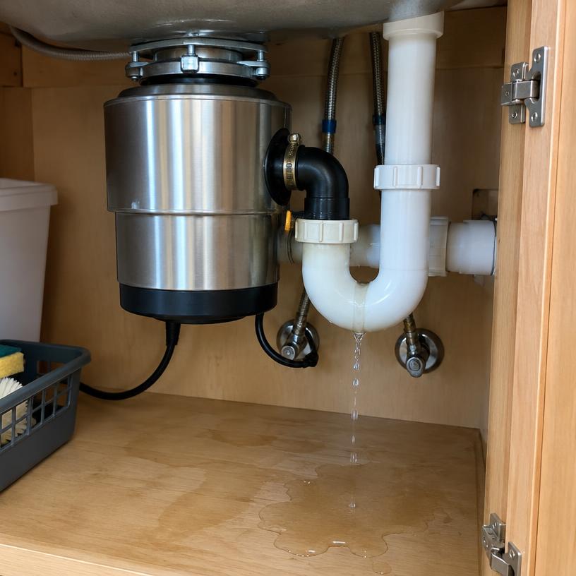 Leaking kitchen sink disposal